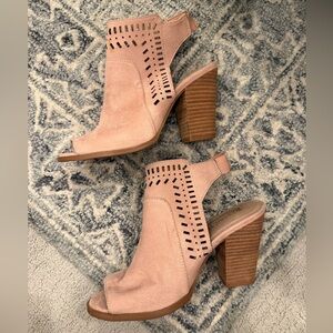 Restricted Blush Cut-Out Block Heels